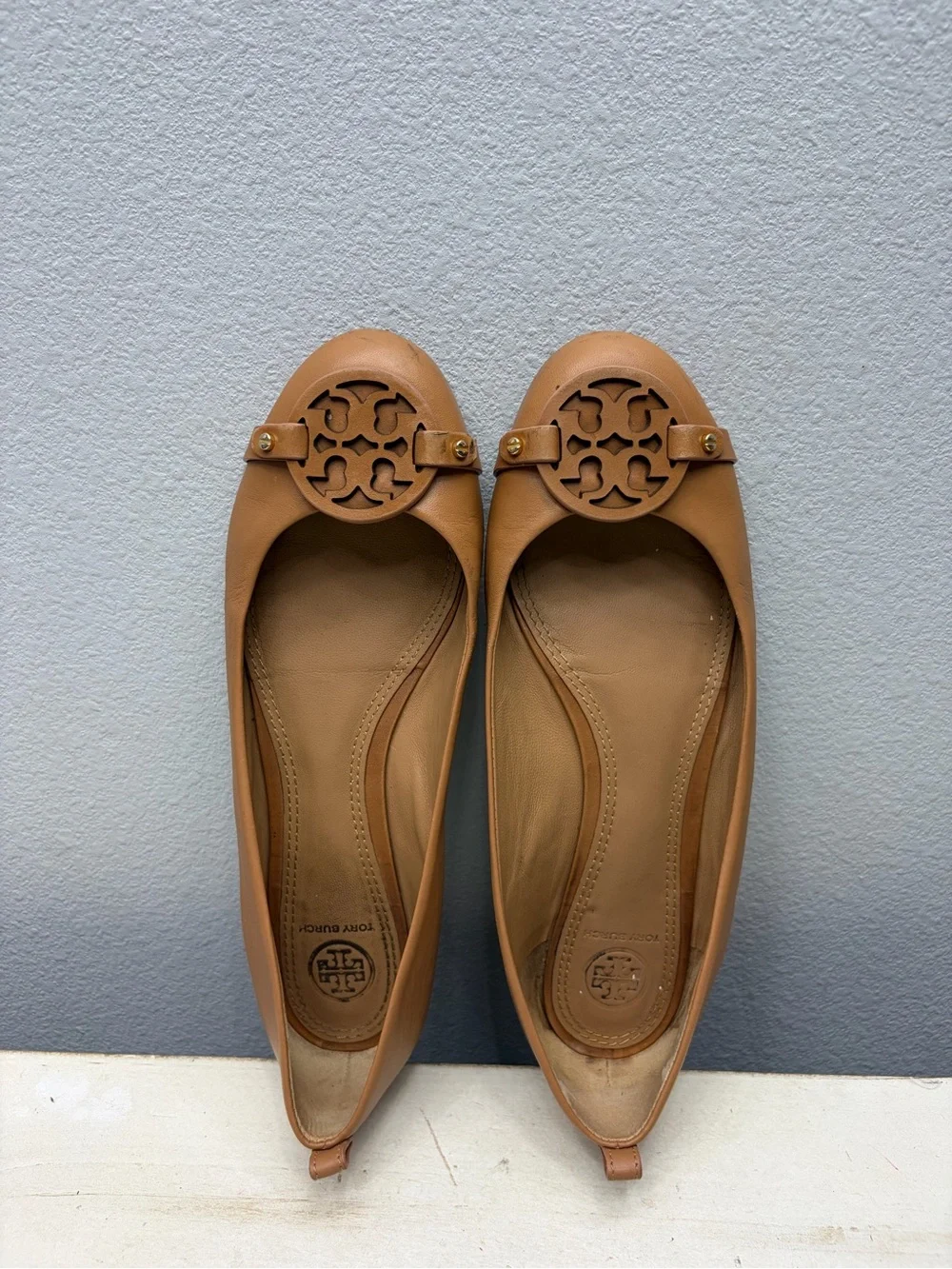 Tory Burch Brown Leather Reva Flats Size 9